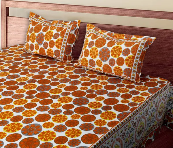 Yellow_Cotton_Rajwada_Utsav_Double_Bedsheet_With_Pillow_Cover_120X120_Cm